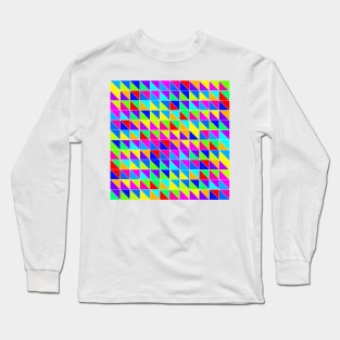 Colorful Square Triangle White Lines Long Sleeve T-Shirt